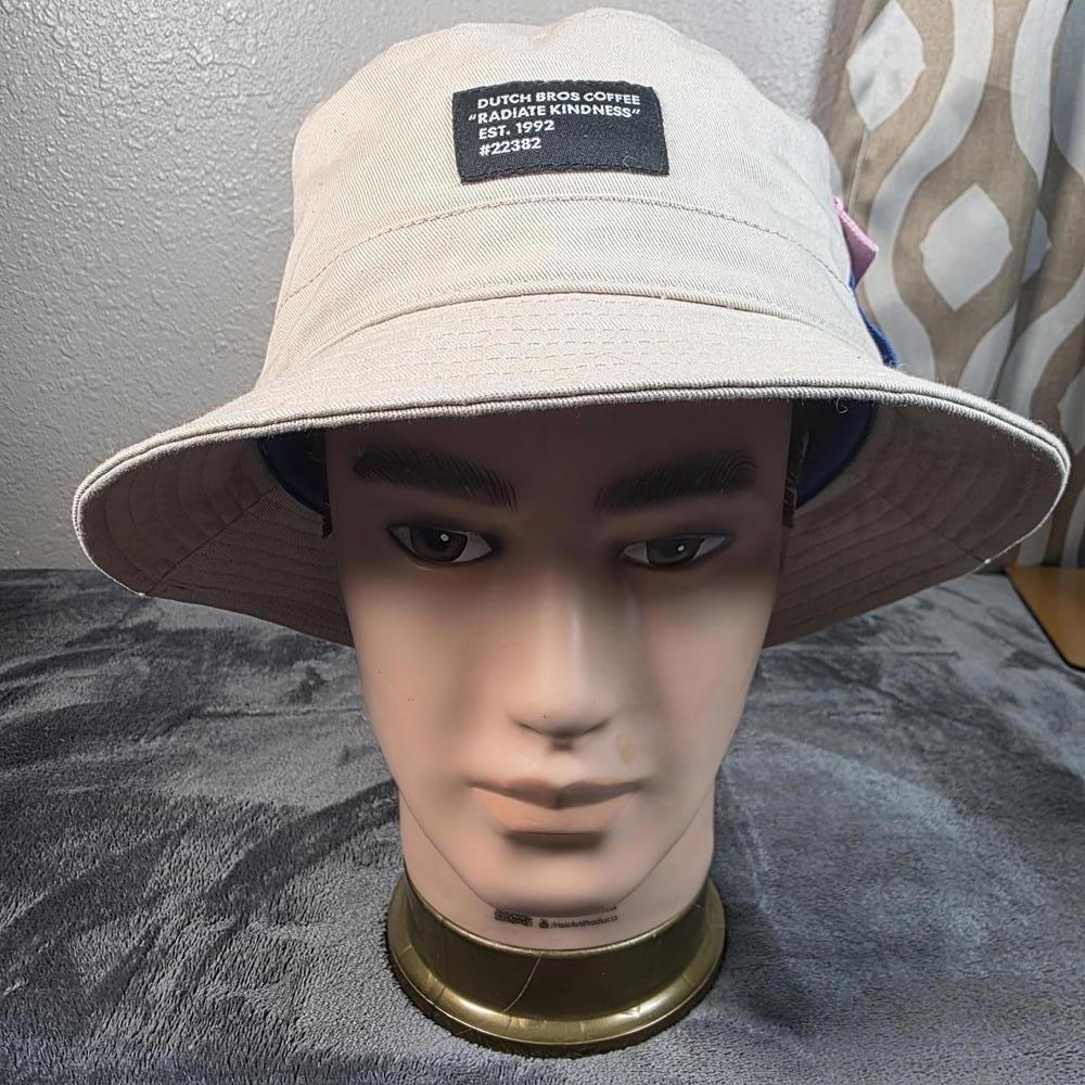 Dutch Bros Coffee "Radiate Kindness" Bucket Hat • Beige with Pocket • OS